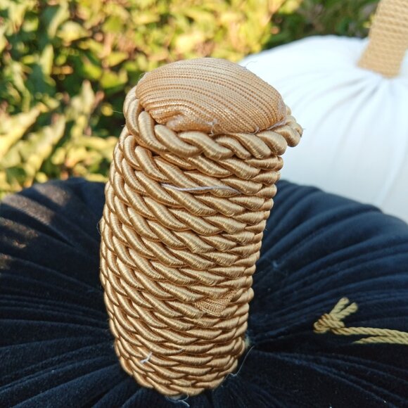 Big Fall Decor Plush Pumpkins Black White Velvet Feel Stem - Picture 6 of 8